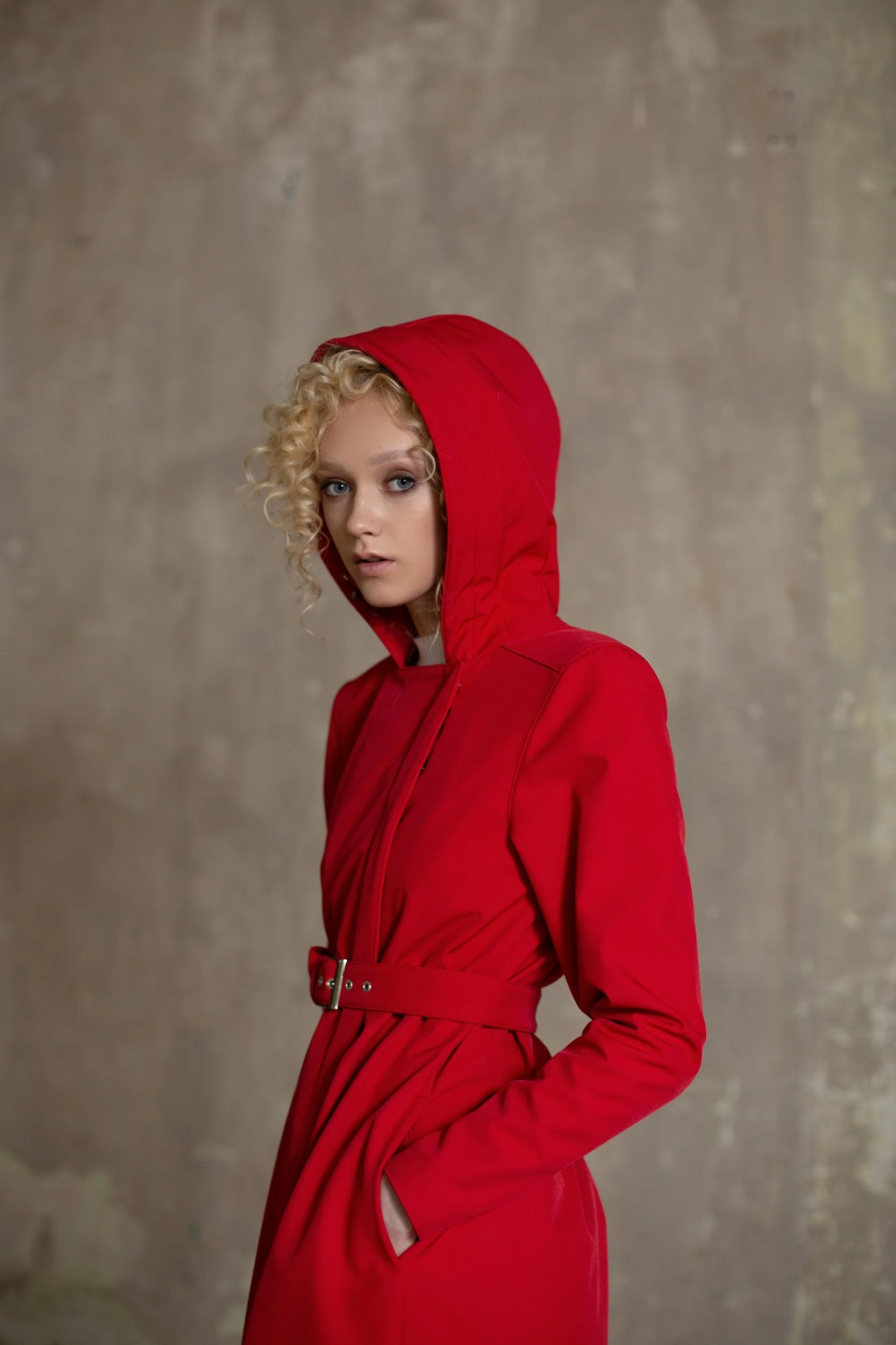 Double Breasted Trapeze Coat in Bright Red | Classic Red - Image 5