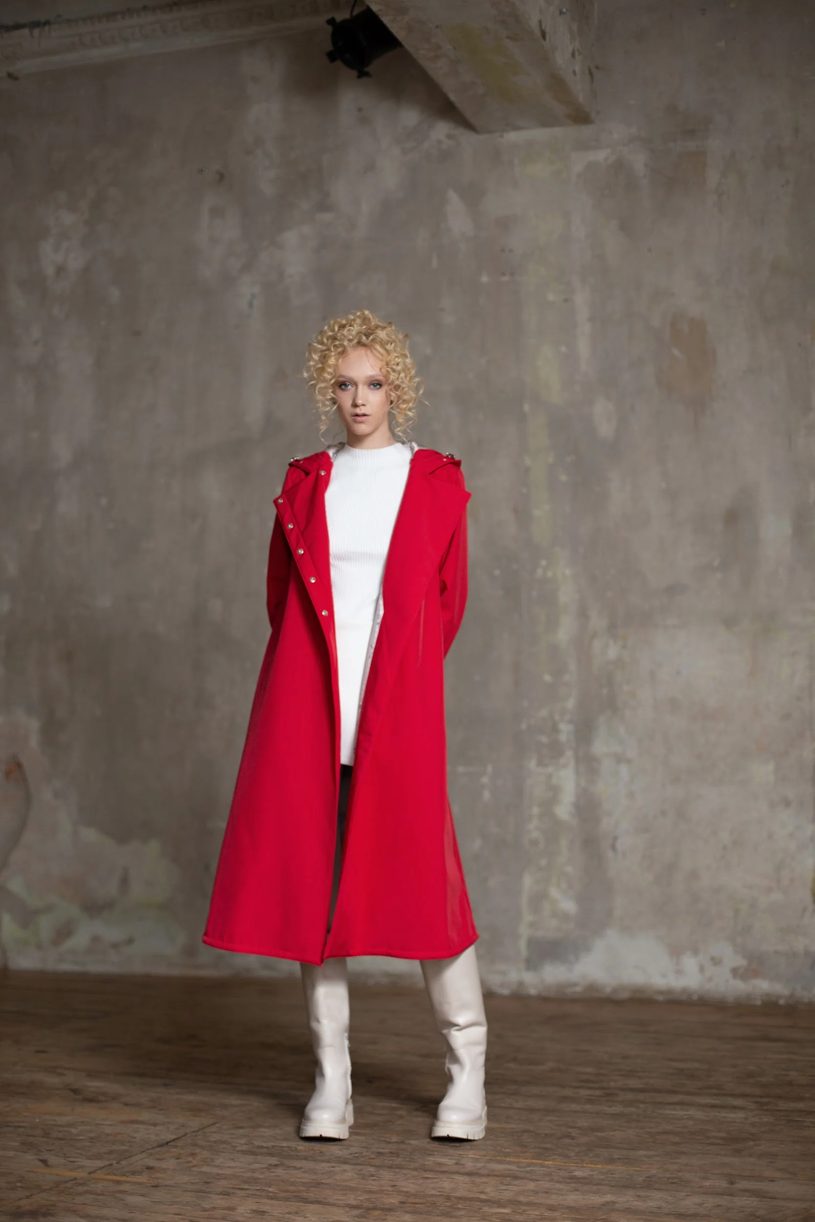 Double Breasted Trapeze Coat in Bright Red | Classic Red - Image 6