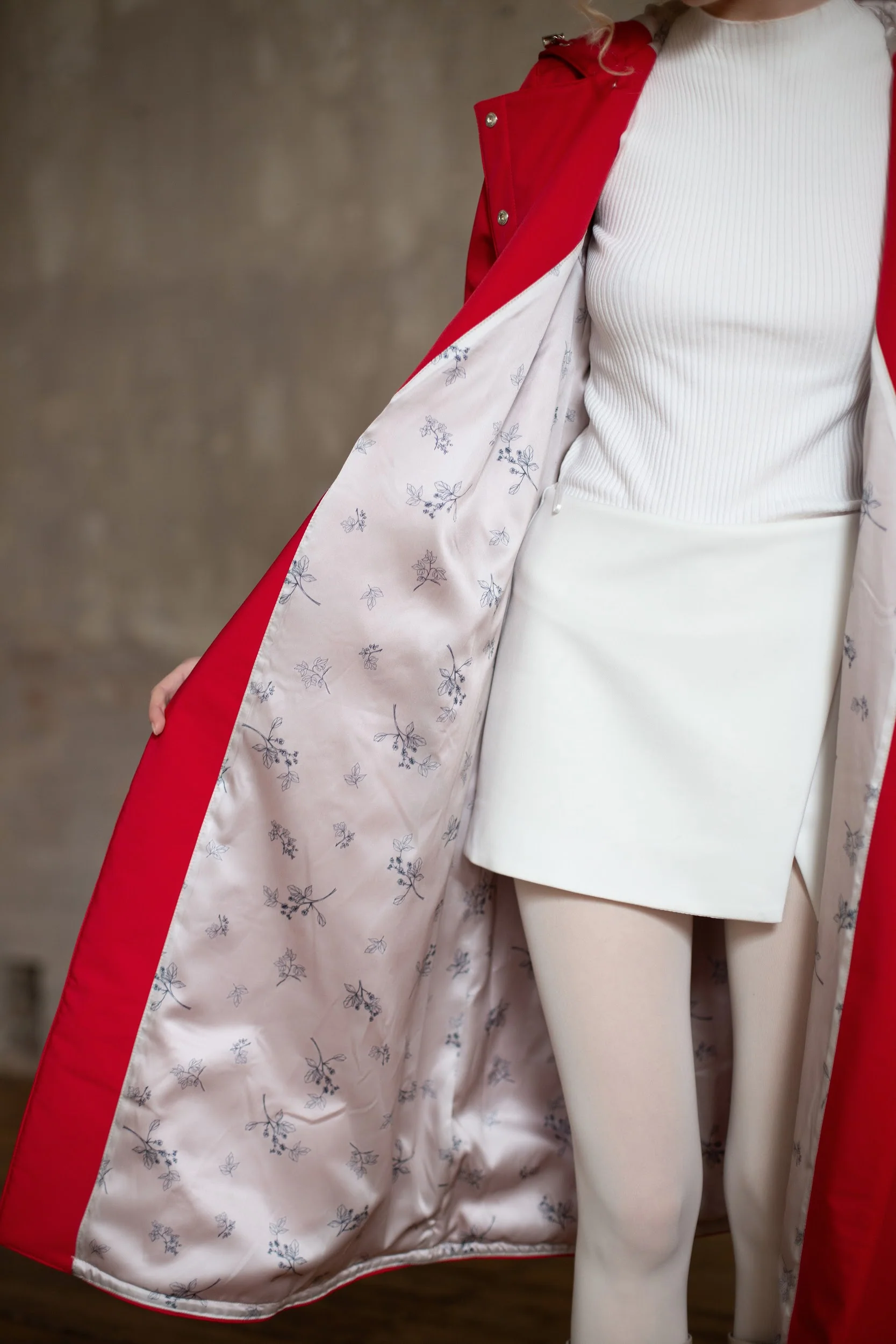 Double Breasted Trapeze Coat in Bright Red | Classic Red - Image 8