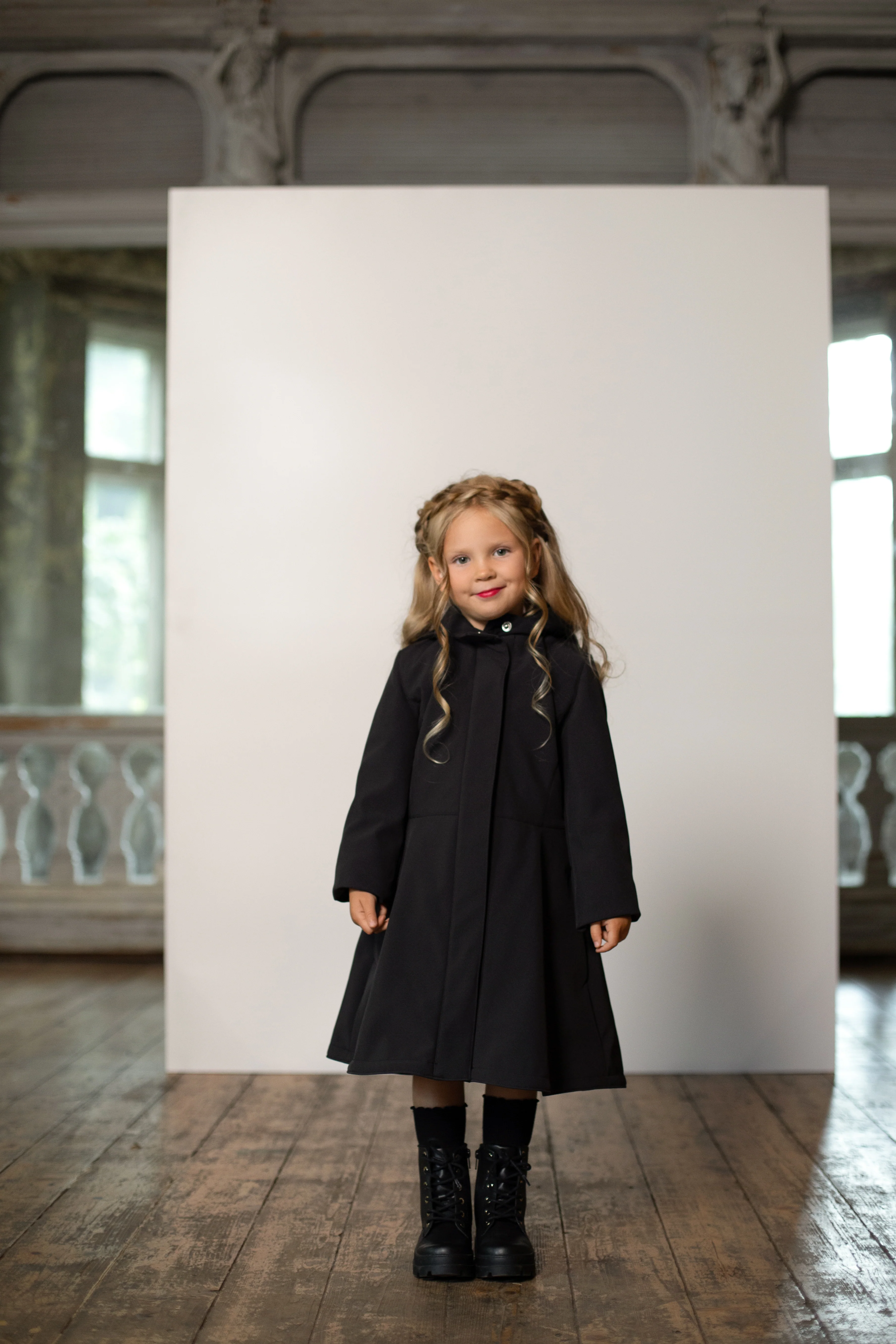 Flared Coat for Girls in Black | Midnight Black - Image 3