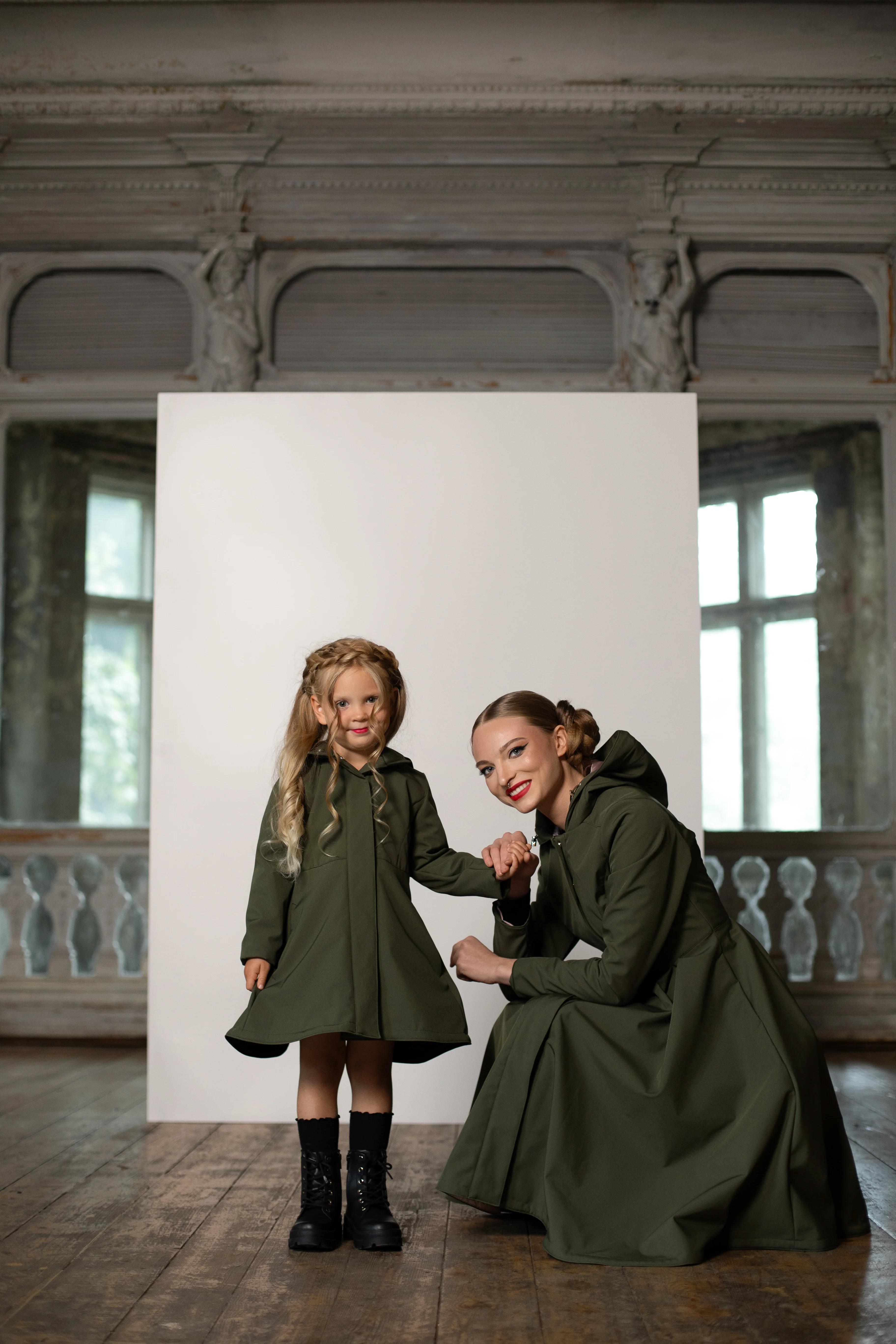 Girls' Khaki Green Coat with Hood | Moss Green - Image 4