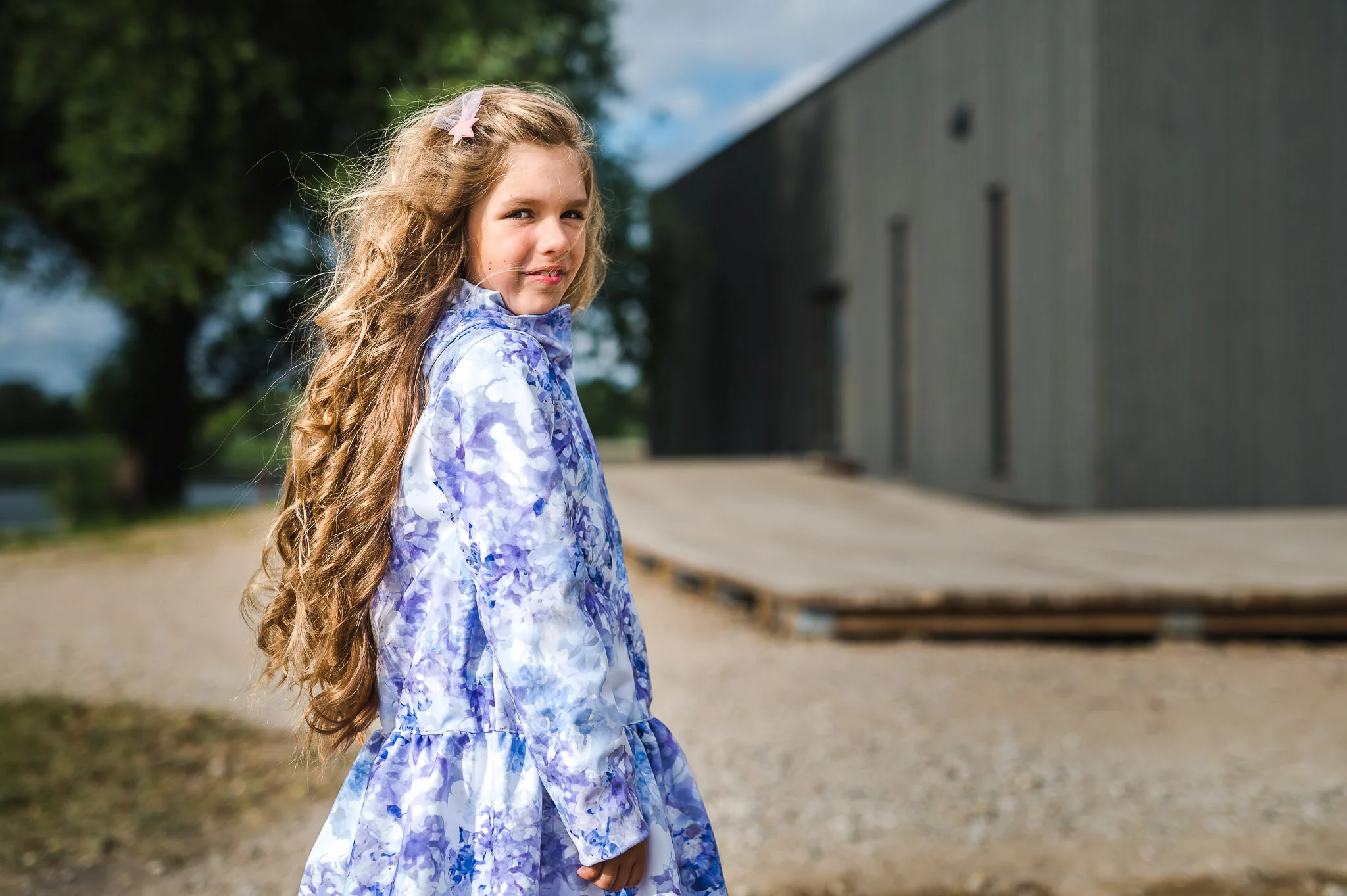 Light Blue Trapeze Coat for Girls | Inspiring Blue - Image 3