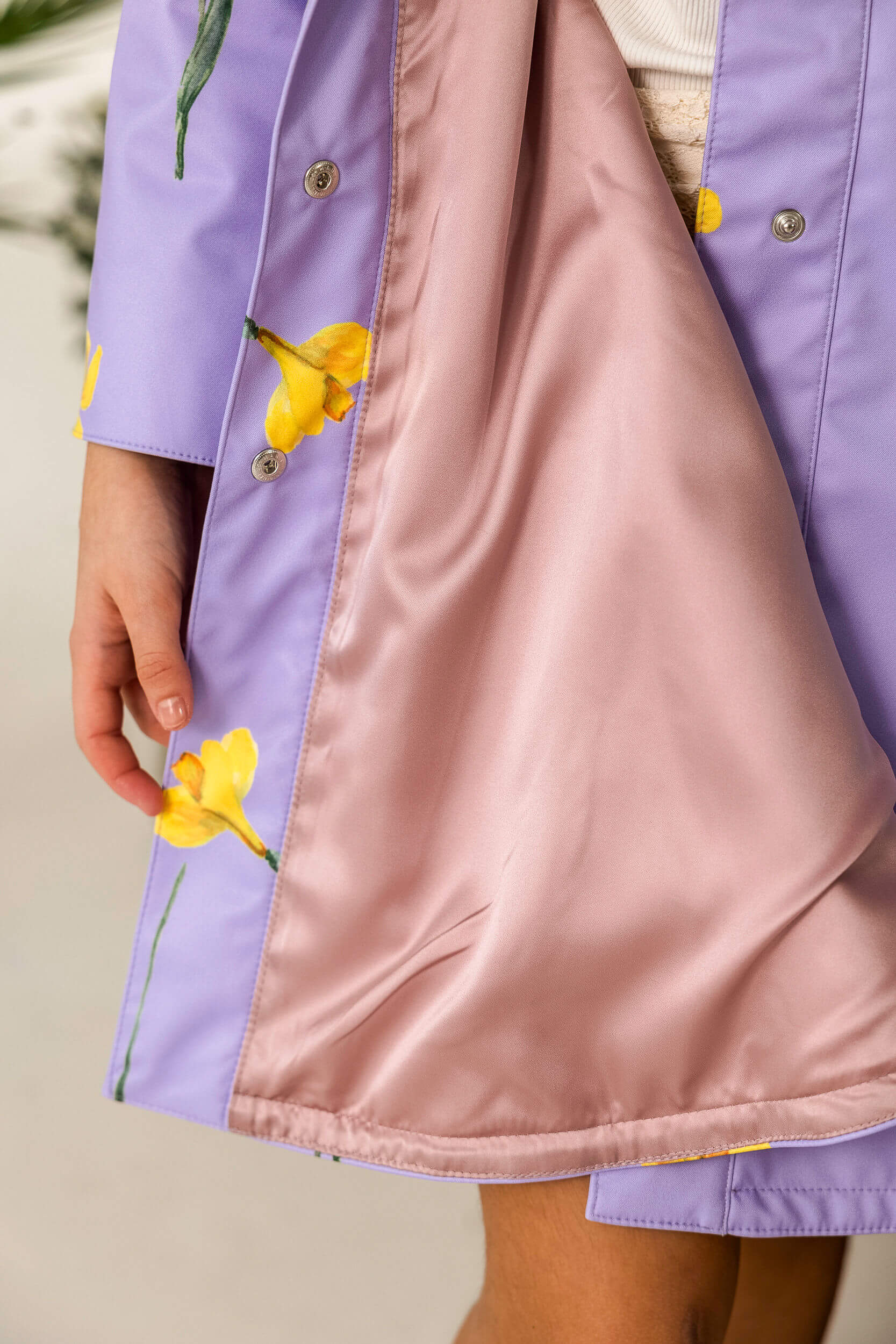 Light Purple Coat for Girls with Flower Print | Lilac Joy - Image 8