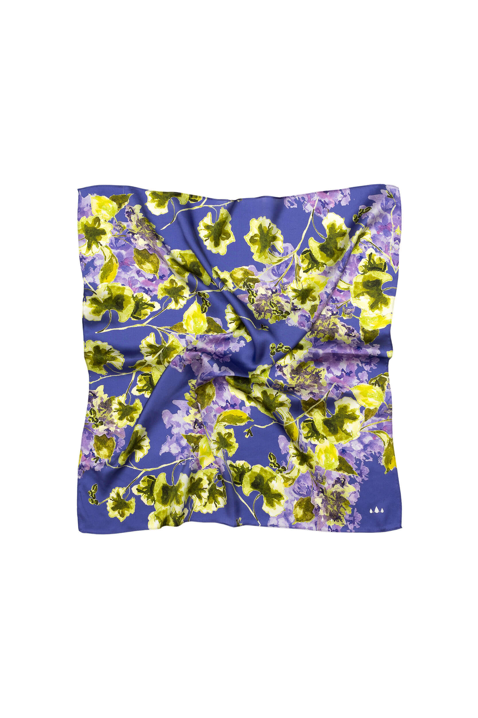 Medium Floral Natural Silk Scarf | Violet & Green - Image 6