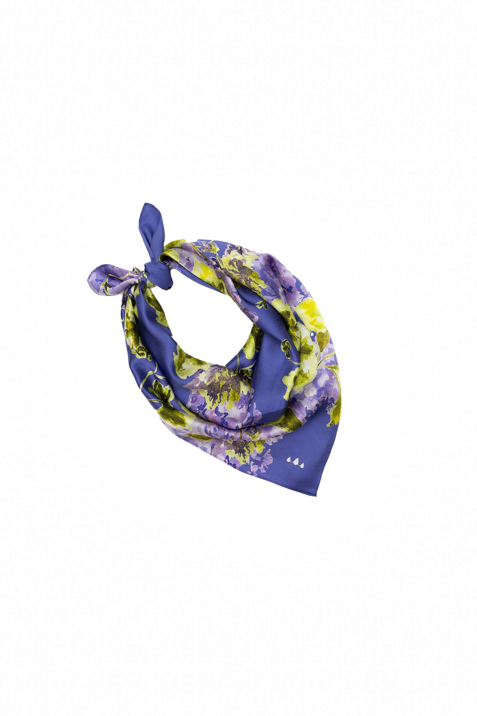 Medium Floral Natural Silk Scarf | Violet & Green - Image 7