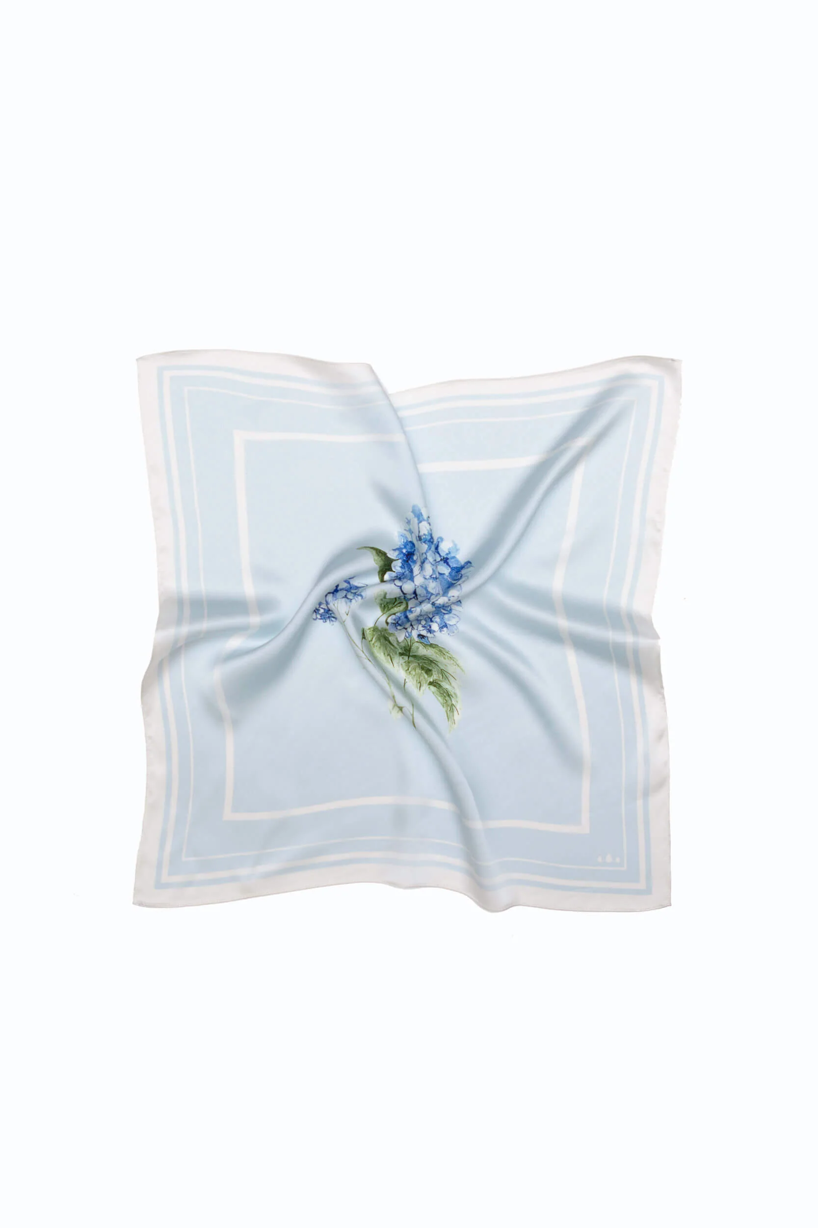 Small Floral Natural Silk Scarf | Light Blue - Image 6