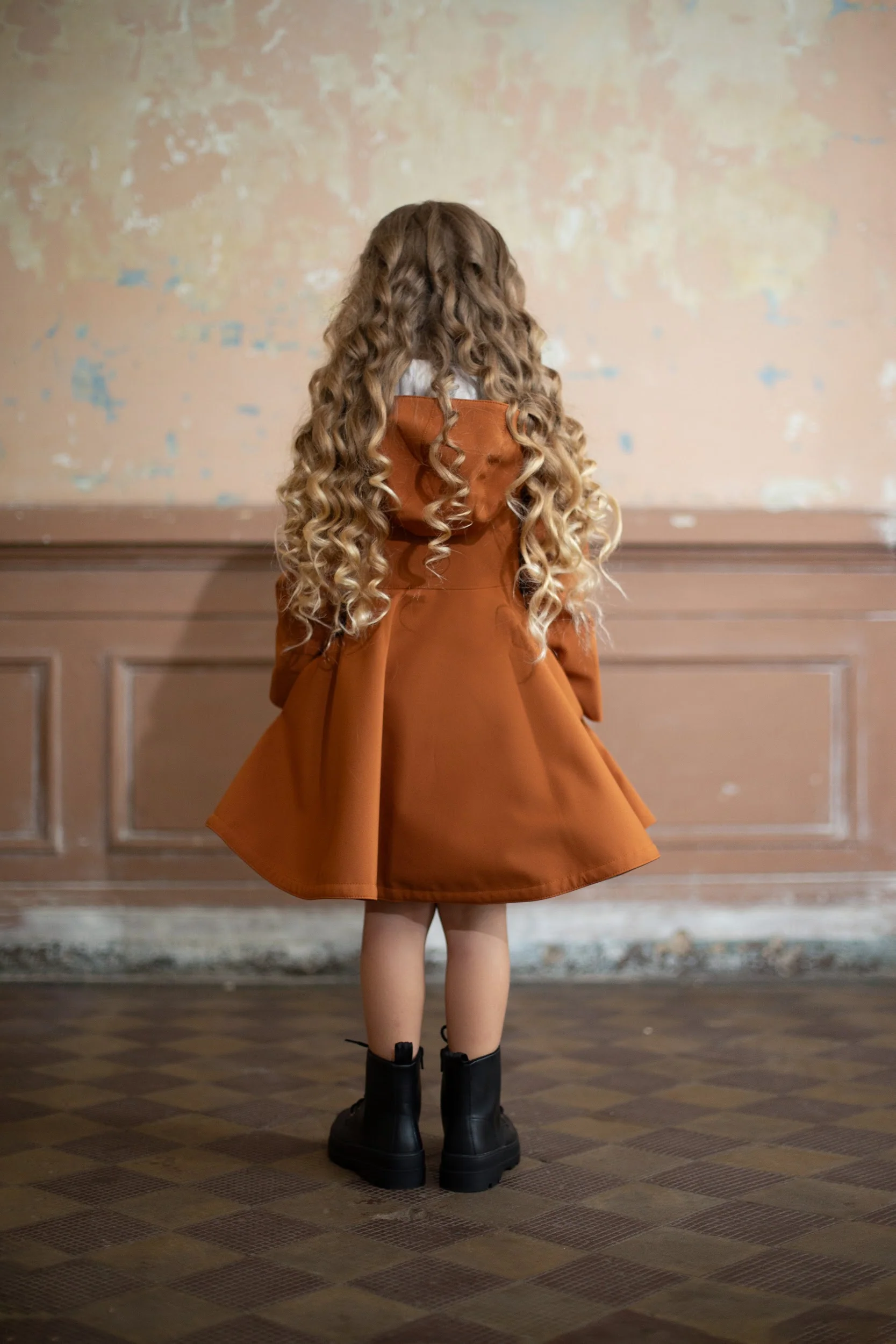 Caramel Brown Coat with Hood for Girls| Caramel Field - Image 3