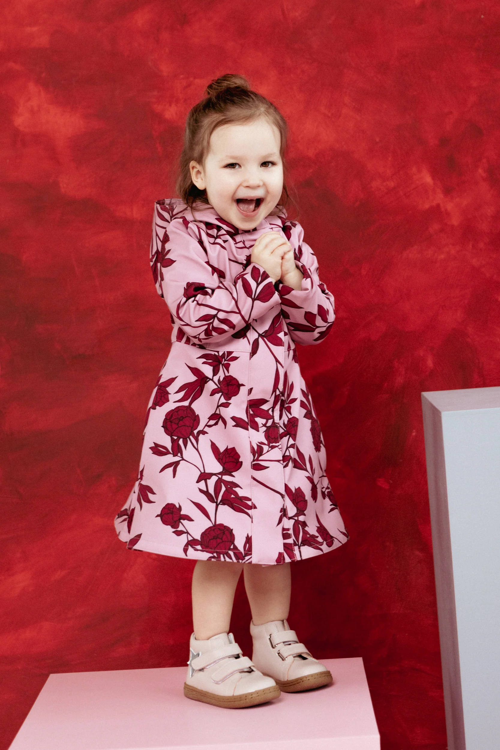 Waterproof Pink Coat for Toddler Girl | Peony Bloom - Image 3